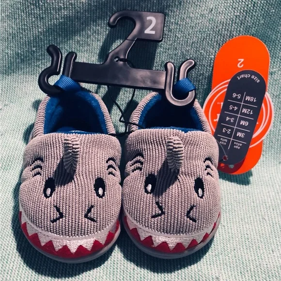 wonder nation Shoes Baby Boys Shark Slipper Soft Sock Comfort